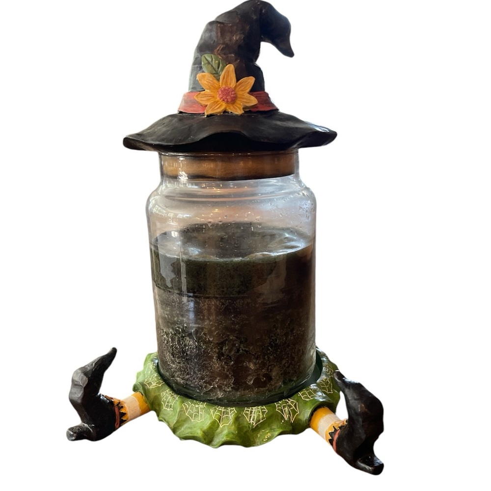 Kathy Hatch Jar Candle Topper Base Witch Halloween